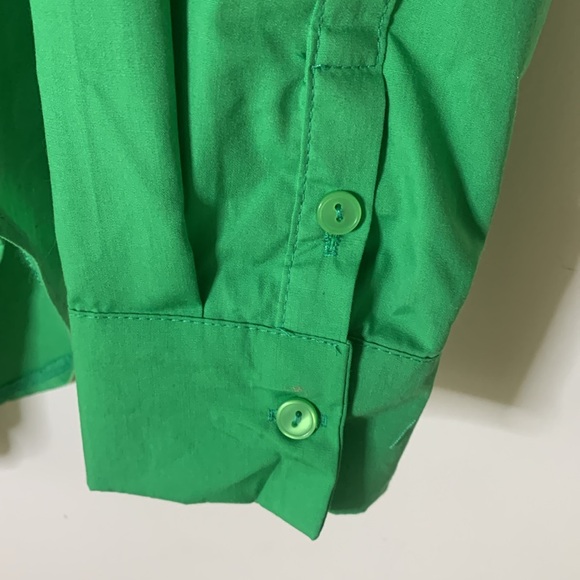 J for Justify KELLY green button shirt one pocket long sleeve womens SZ M - Picture 4 of 13